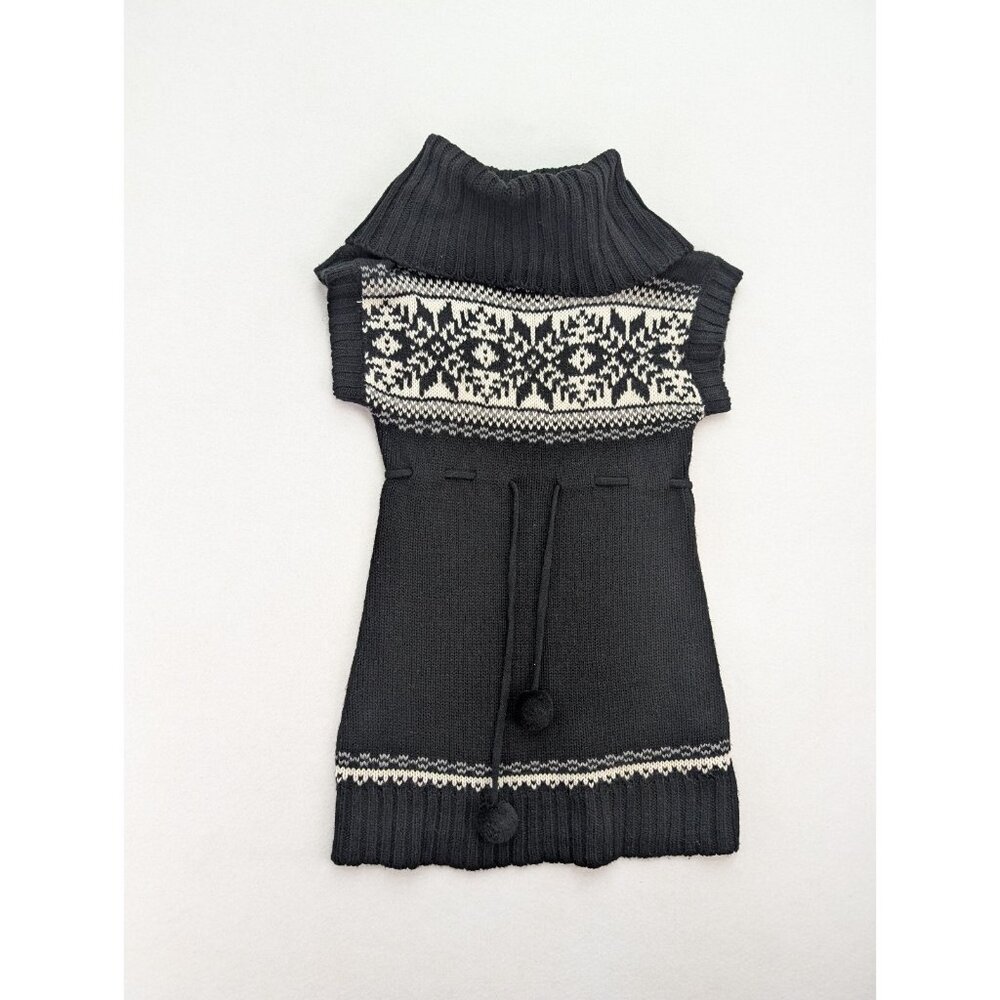 Energie Girl's Sweater Dress Size XL Black Cowl Neck Belt